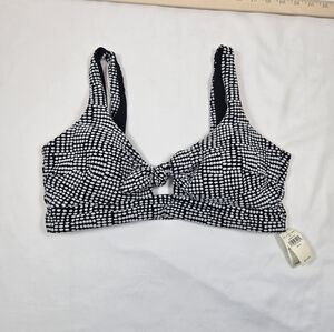 Aerie NWT Scoop Neck Keyhole Black And White Bikini Top XL